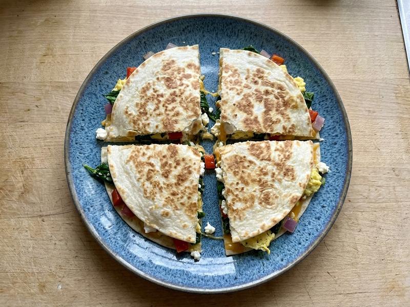 Spinach Feta Breakfast Quesadilla