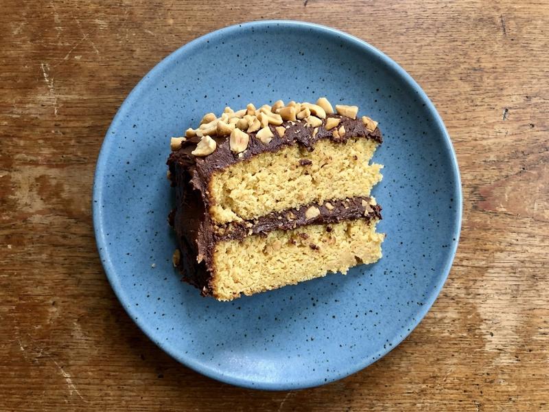 Peanut Butter Cake with Chocolate-Peanut Butter Icing