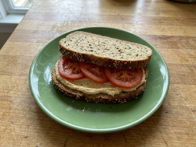 Tomato and Hummus on Rye
