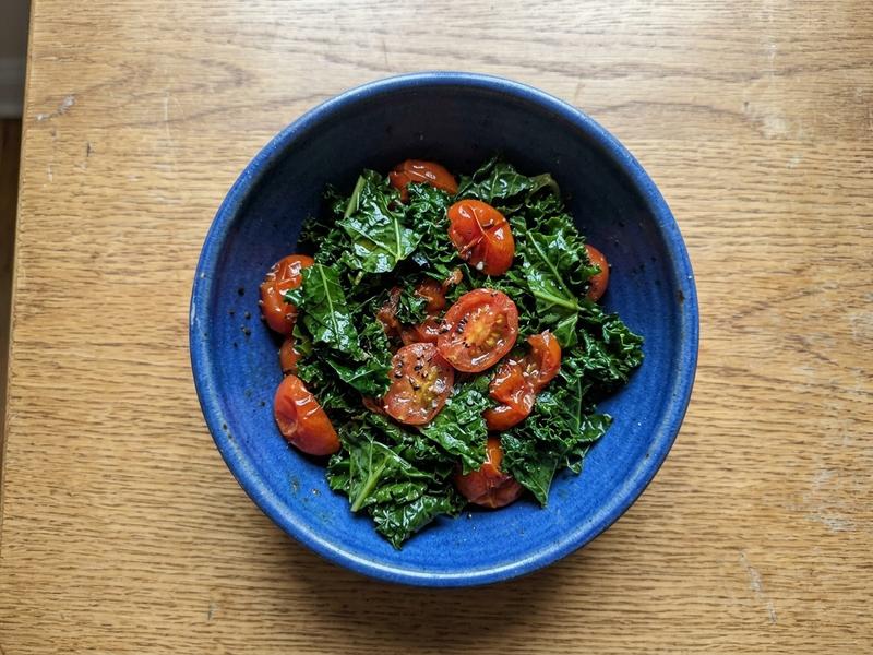 Sautéed Kale and Cherry Tomatoes