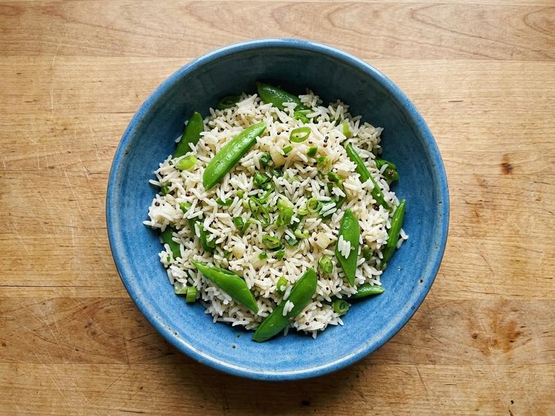 Basmati Rice with Sugar Snap Peas and Green Chiles