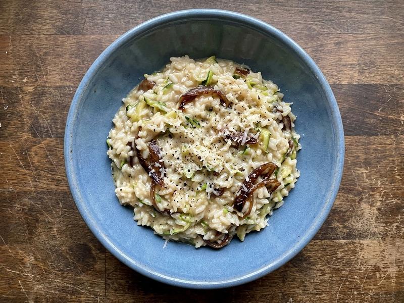 Caramelized Onion Risotto with Zucchini