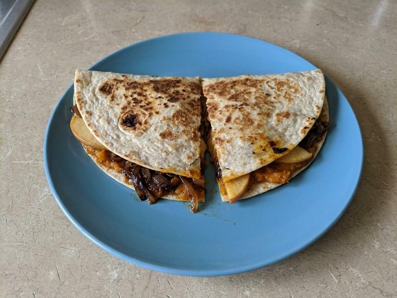 Pumpkin, Apple & Caramelized Onion Vegan Quesadilla