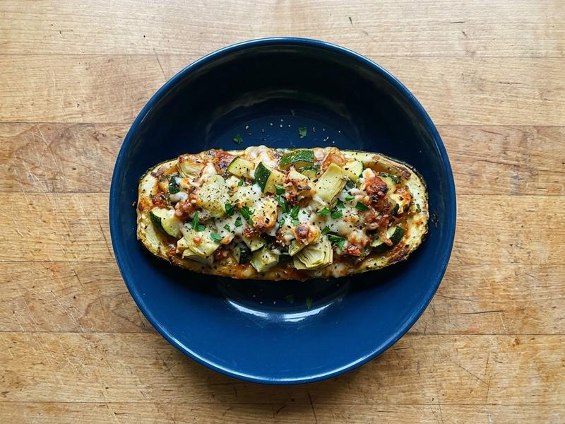 Baked Cheesy Marinara Zucchini