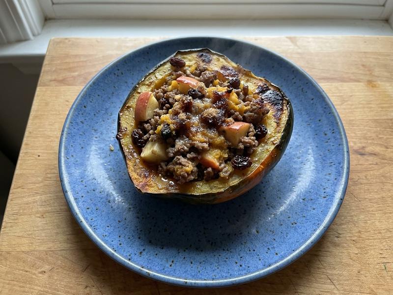 Ground Beef & Apple Filled Acorn Squash