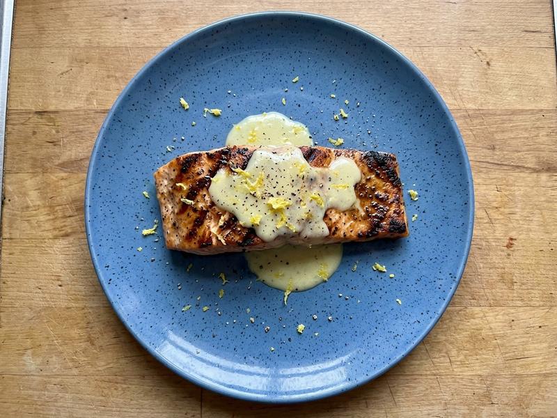 Grilled Salmon with Lime Butter Sauce