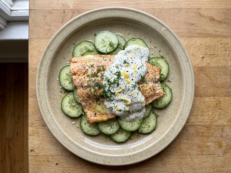 Trout with Cucumber and Sour Cream