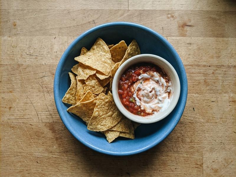 Tortilla Chips with Sour Cream Salsa