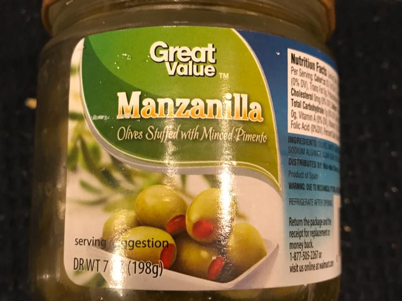 Minced Pimiento Stuffed Manzanilla Olives Nutrition Facts Eat This Much