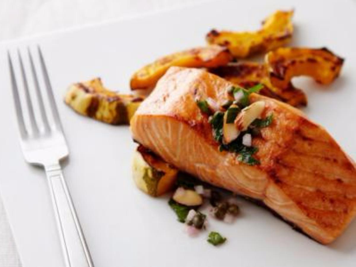 Baked Salmon with Almond Parsley Salad Recipe and Nutrition Eat This Much