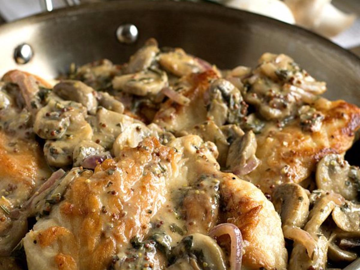 Chicken Breasts with Mushroom and Onion Dijon Sauce Recipe and