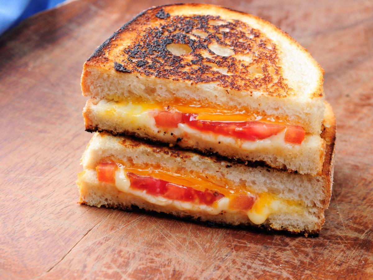 Grilled Cheese with Tomato, Peppers and Basil Recipe and Nutrition