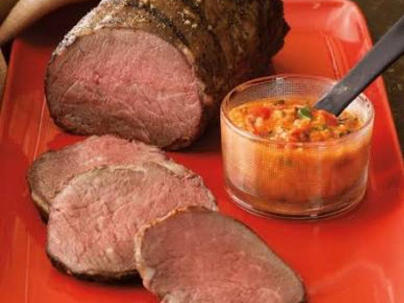 Beef, ribeye petite roast, boneless, separable lean only, trimmed to 0