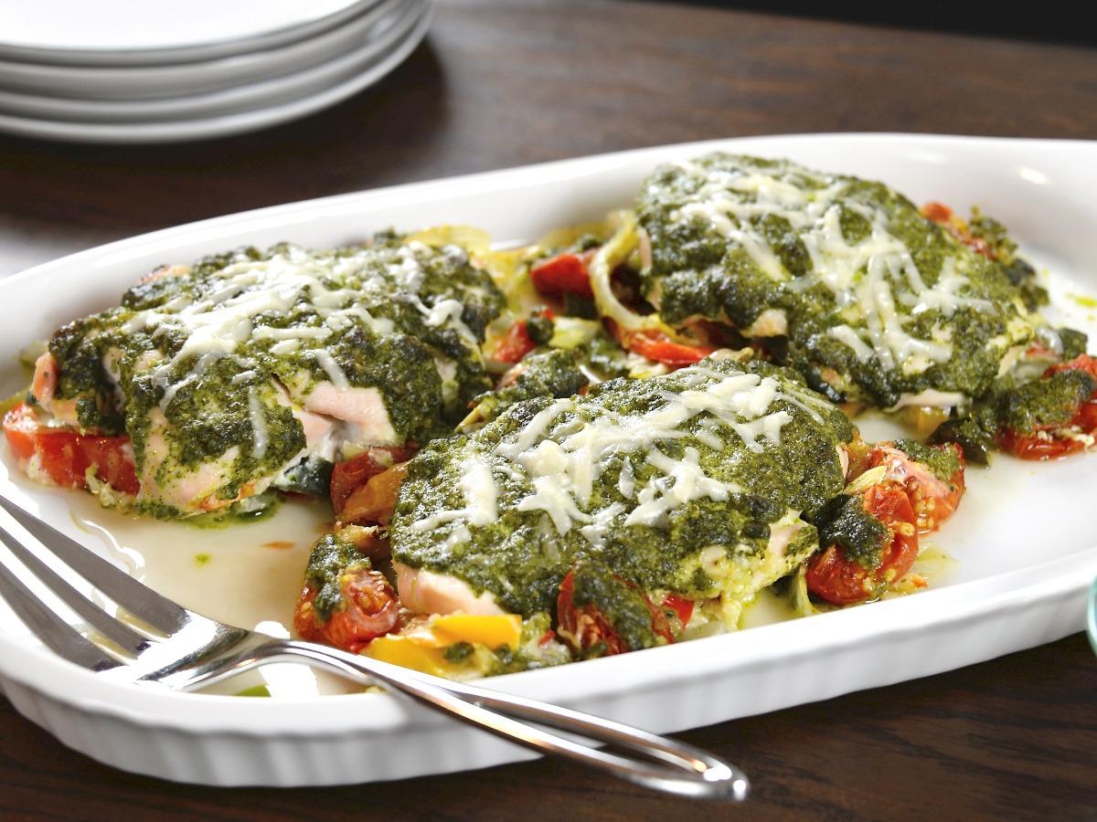 Baked Chicken Pesto Parmasean Recipe and Nutrition Eat This Much